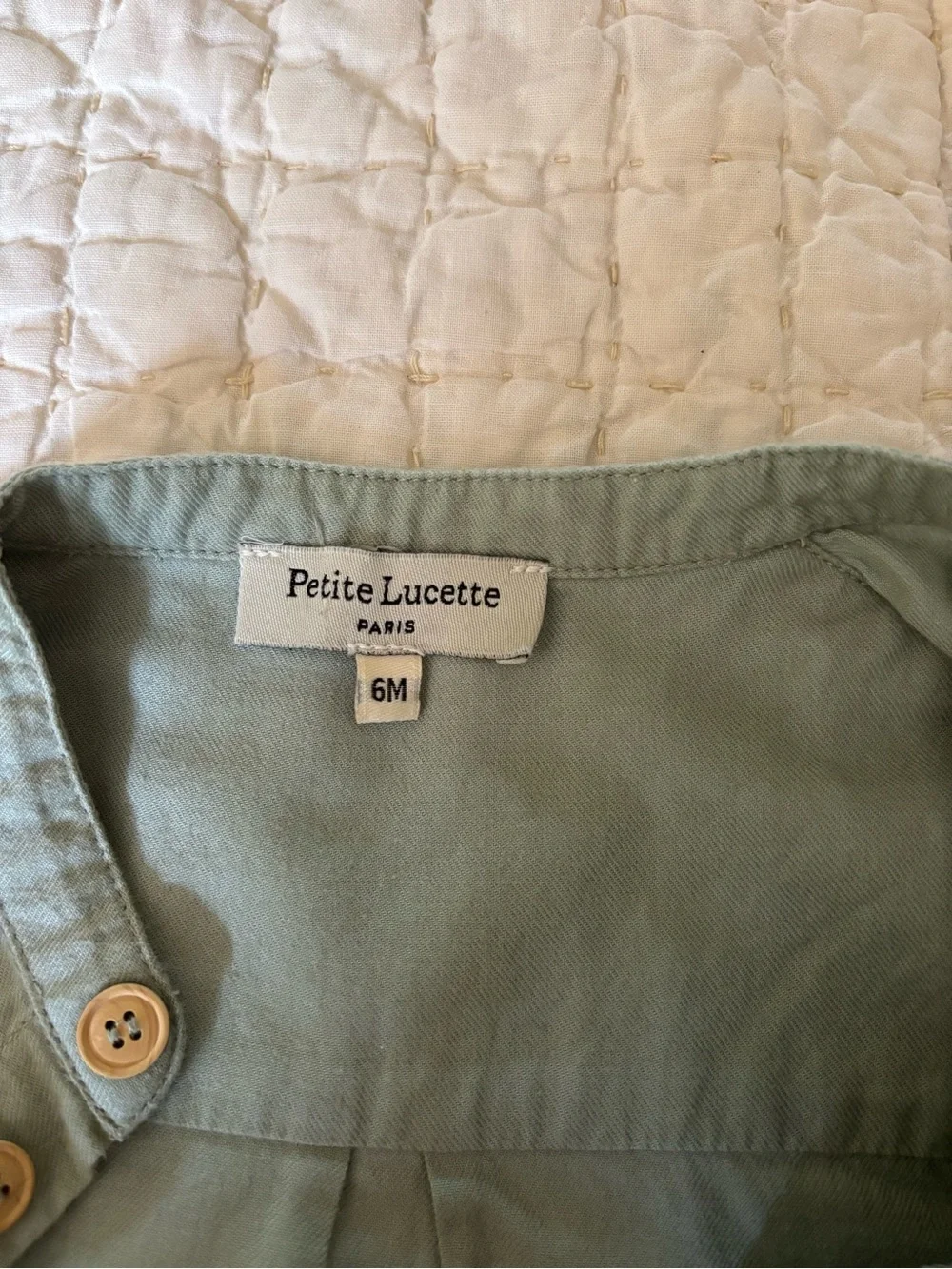 Baby Petite Lucette Paris Sage Green Button-Front Top